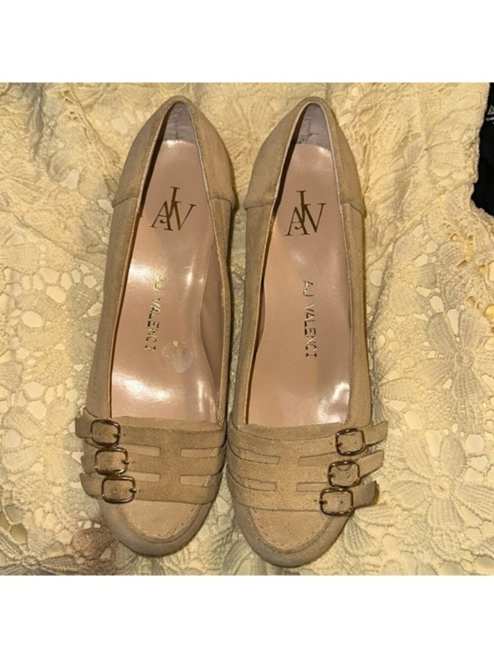AJ Valenci Tan Suede Cone Heel 5.5M